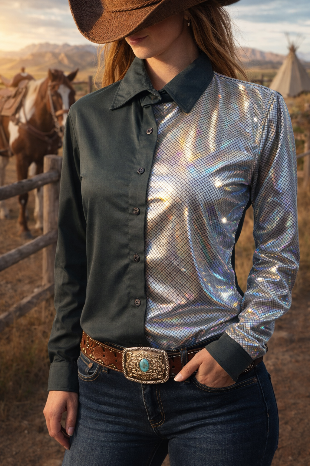 OLIVE STIRLING DUEL WESTERN SHOW SHIRT