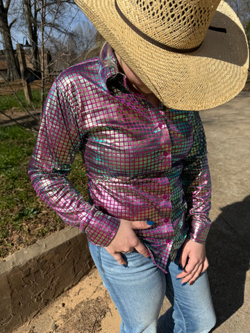 METALLIC MALICE Foil Western Show Shirt