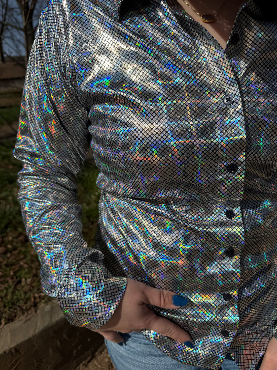 ICED-BLACK-Foil Shimmer Western Show Shirt