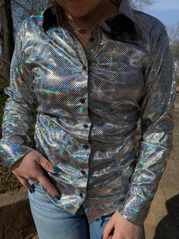 ICED-BLACK-Foil Shimmer Western Show Shirt