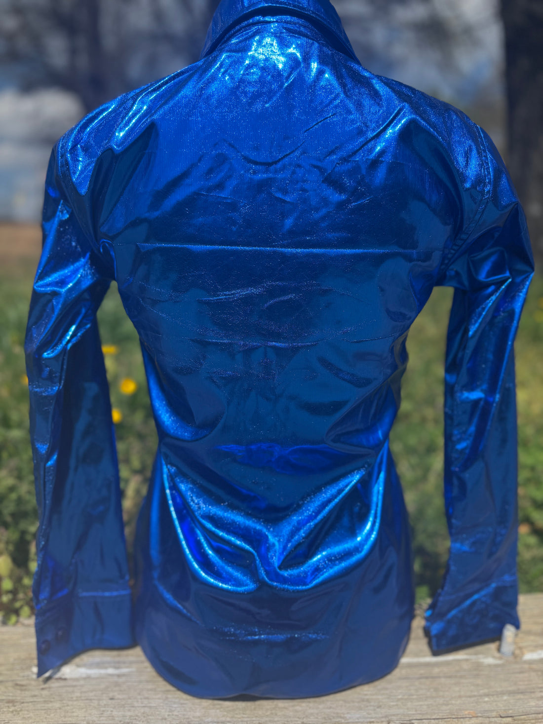 Foil Shimmer Colbalt Blue Western Show Shirt