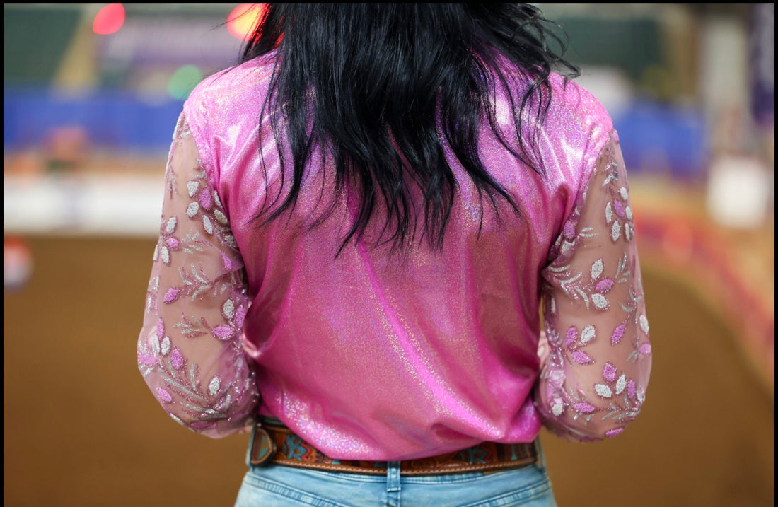 Made Me Blush 🫧🌸 | Mesh Sleeve Western Show Shirt