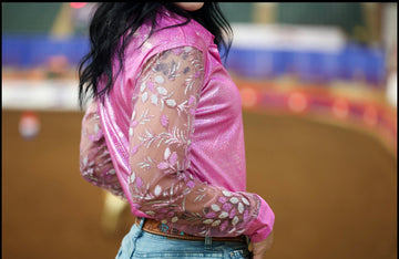 Made Me Blush 🫧🌸 | Mesh Sleeve Western Show Shirt