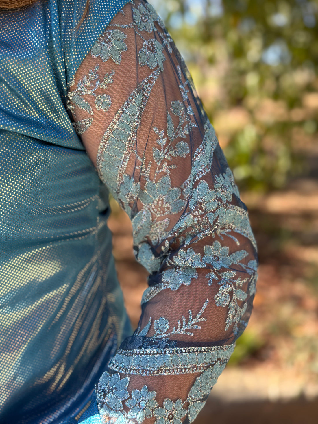 Teal Me Pretty | Western Show Shirt With Mesh Sleeves