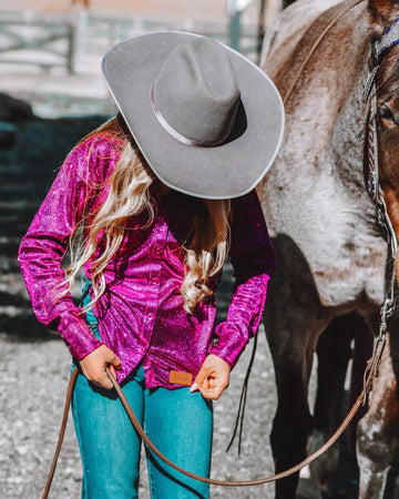 SHOW STOPP-PURPLE-Glitter Western Show Shirt