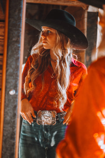 Show Stopp- RED-Glitter Western Show Shirt