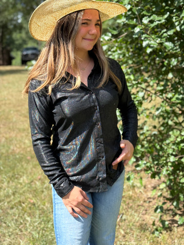 Show Stopp | Black | Glitter Western Show Shirt